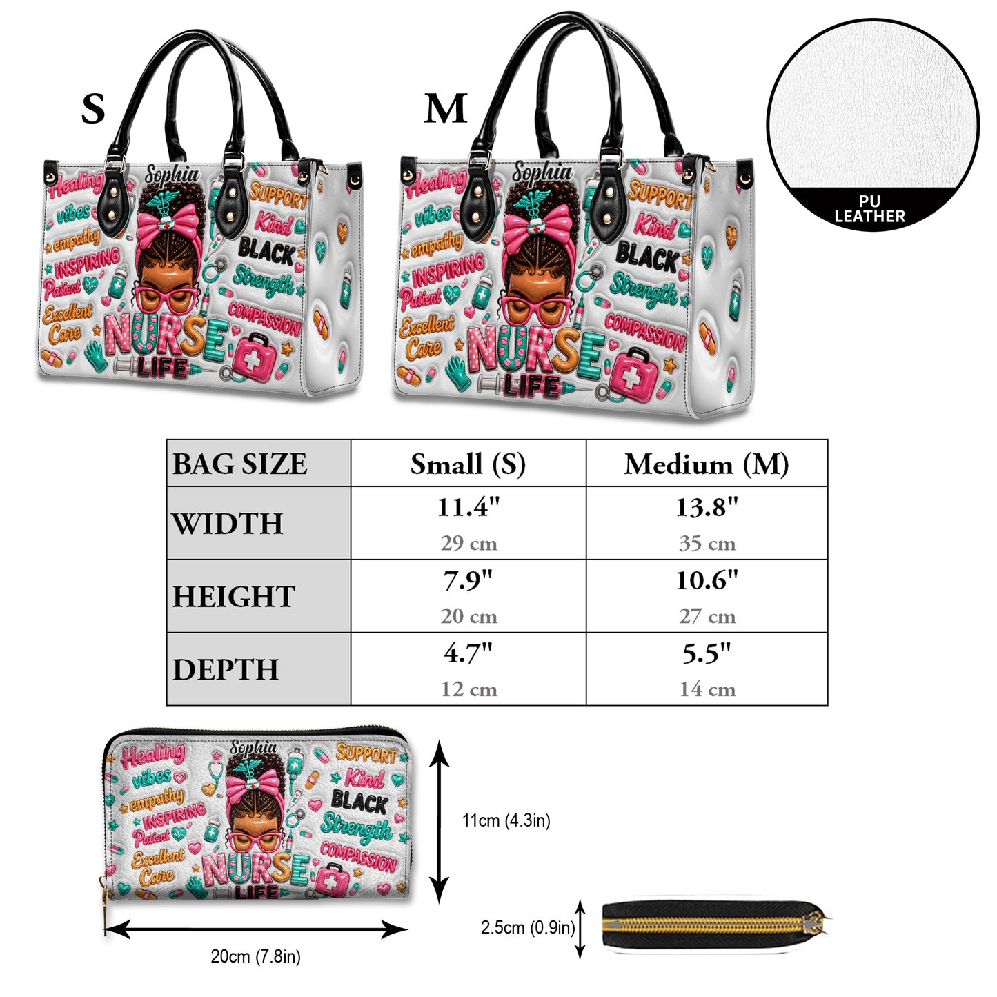Personalized Black Nurse Woman Leather Handbag UKND6050603