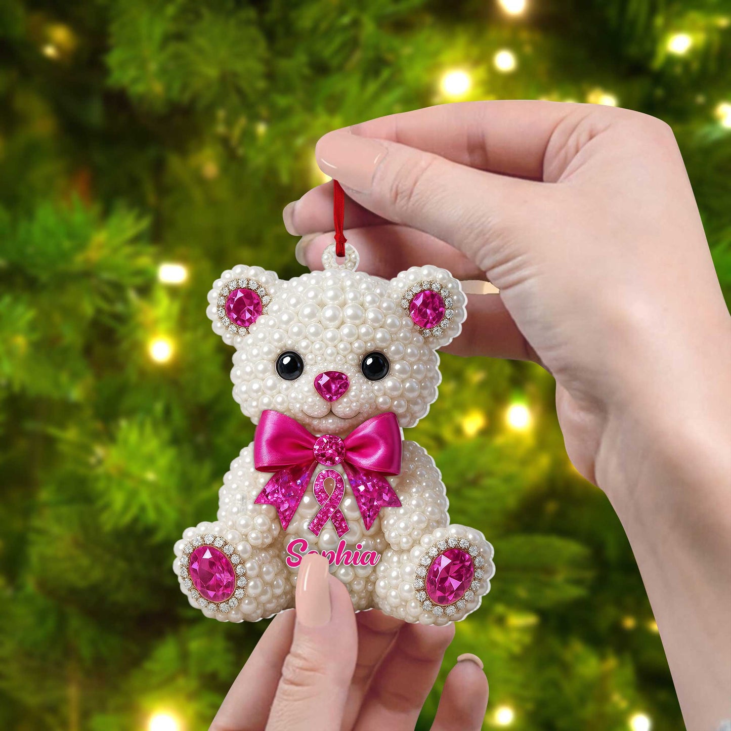 Custom 2D Flat Bear Beast Cancer Acrylic Ornament UKTZ5130901