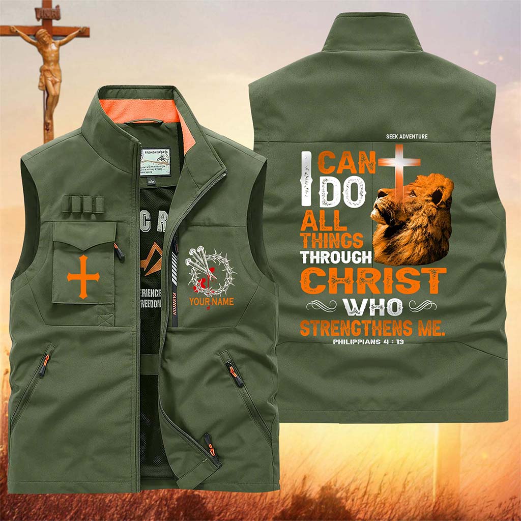 (CHECK SIZE CHART) Personalized Jesus Multi-Pocket Vest UKUU6200303
