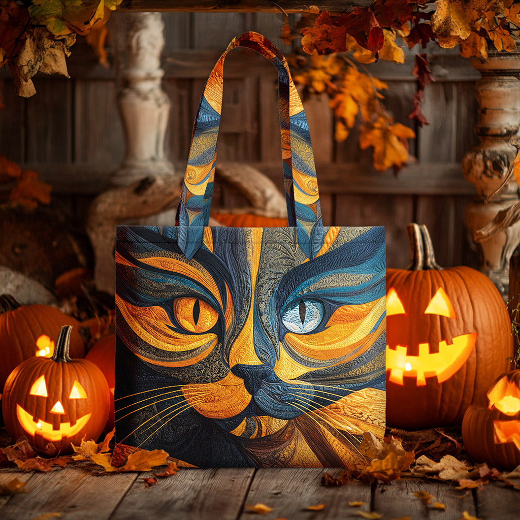 Personalized Black Cat Halloween Quilted Tote Bag QFNT5220803