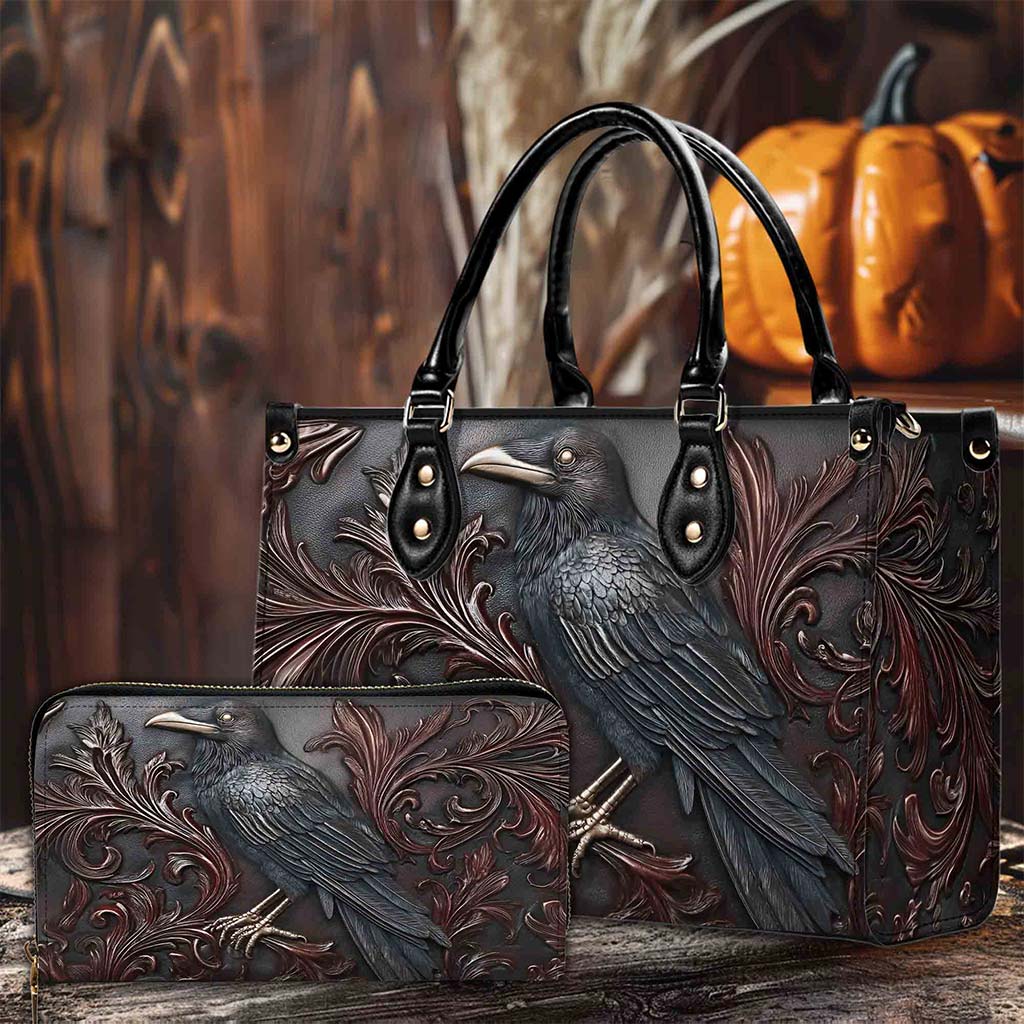 Goth Crow Pu Leather Handbag, Gothic Raven Bags QFPY5260803