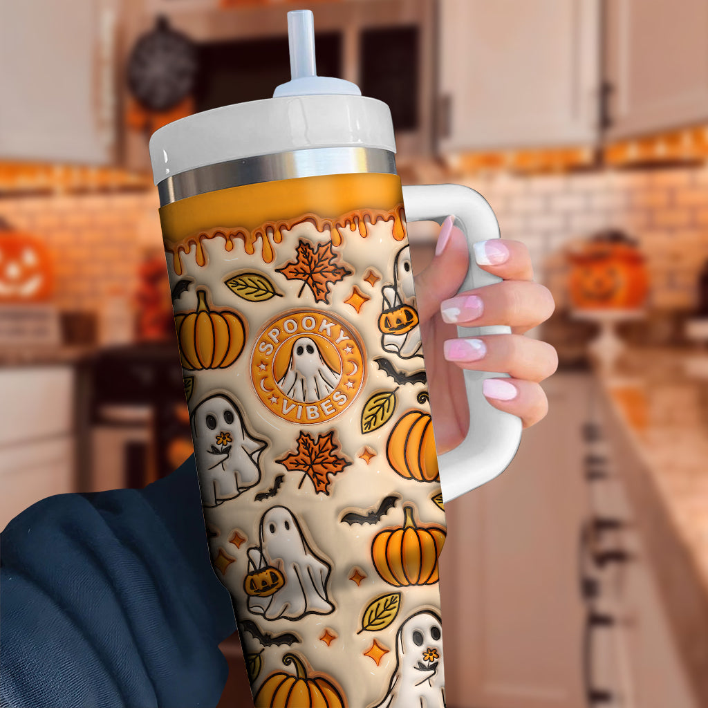 Spooky Vibe Print 3D Inflated 40 Oz Tumbler, Halloween Gift QFTO4300703