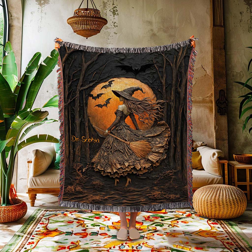 Personalized Witchy Gothic Woven Blanket QFTD5050702