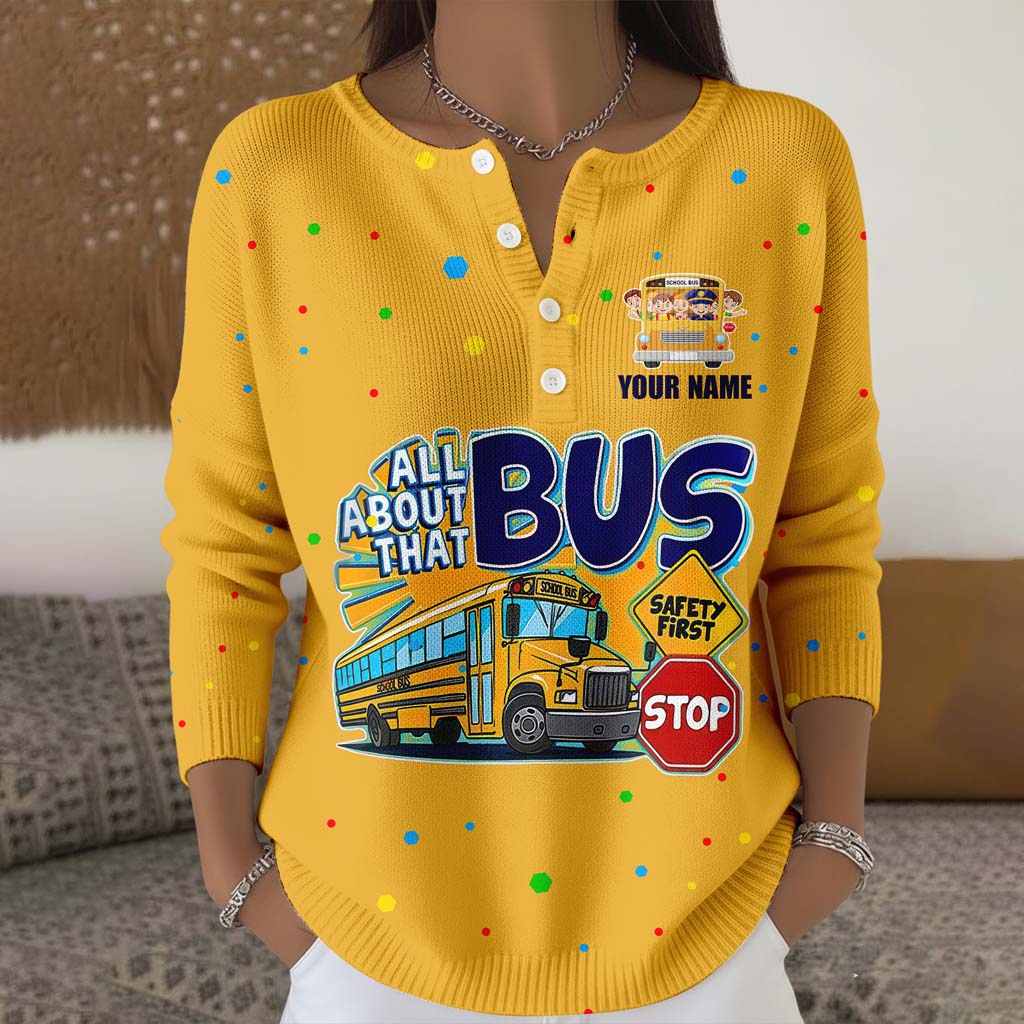 Personalized School Bus Driver Buttoned Cardigan Sweater QFTD5111004