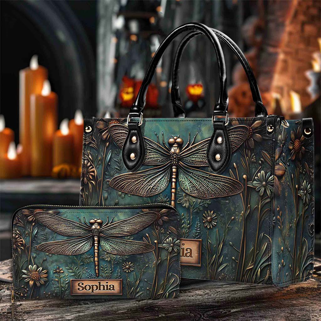 Personalized Dragonfly Art Pu Leather Handbag QFPY5080704