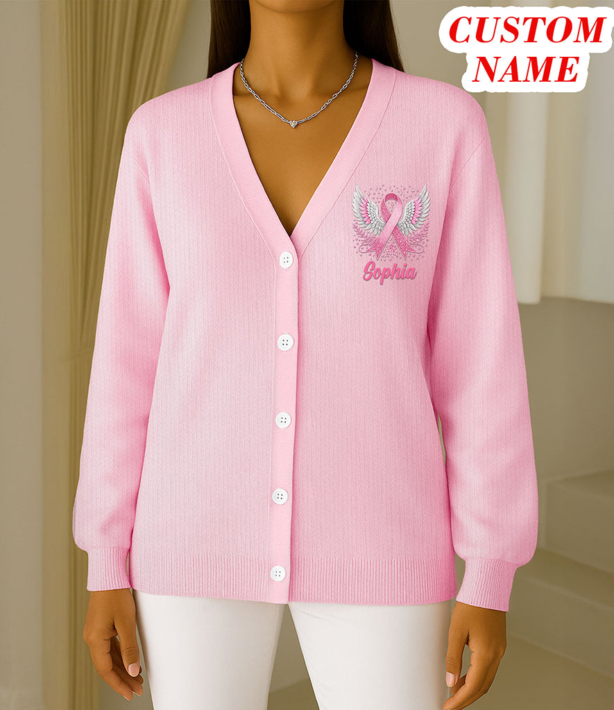 Custom Breast Cancer Knitted Cardigan UKTO5300902