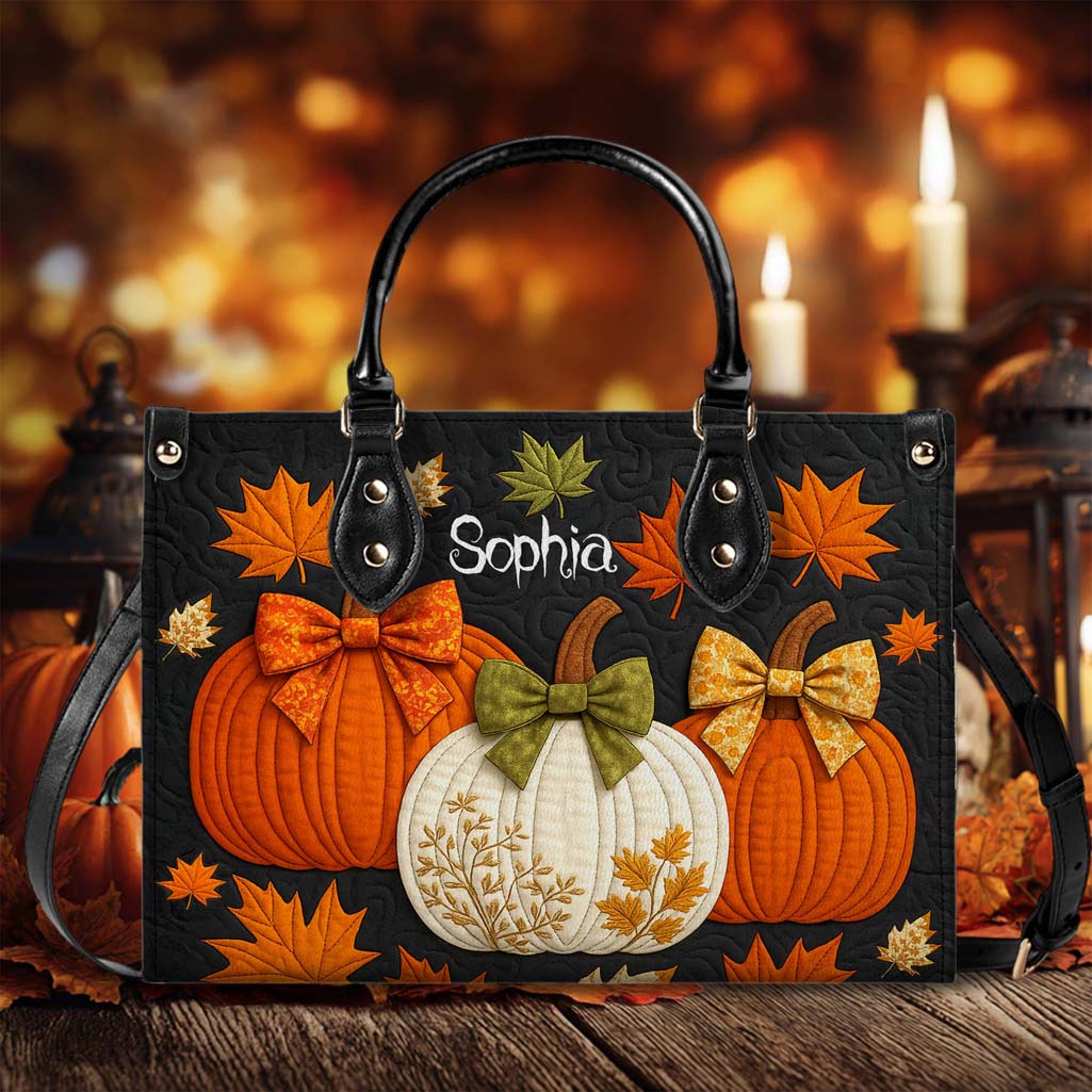 Custom Pumpkin Halloween Leather PU Handbag UKHM5290805