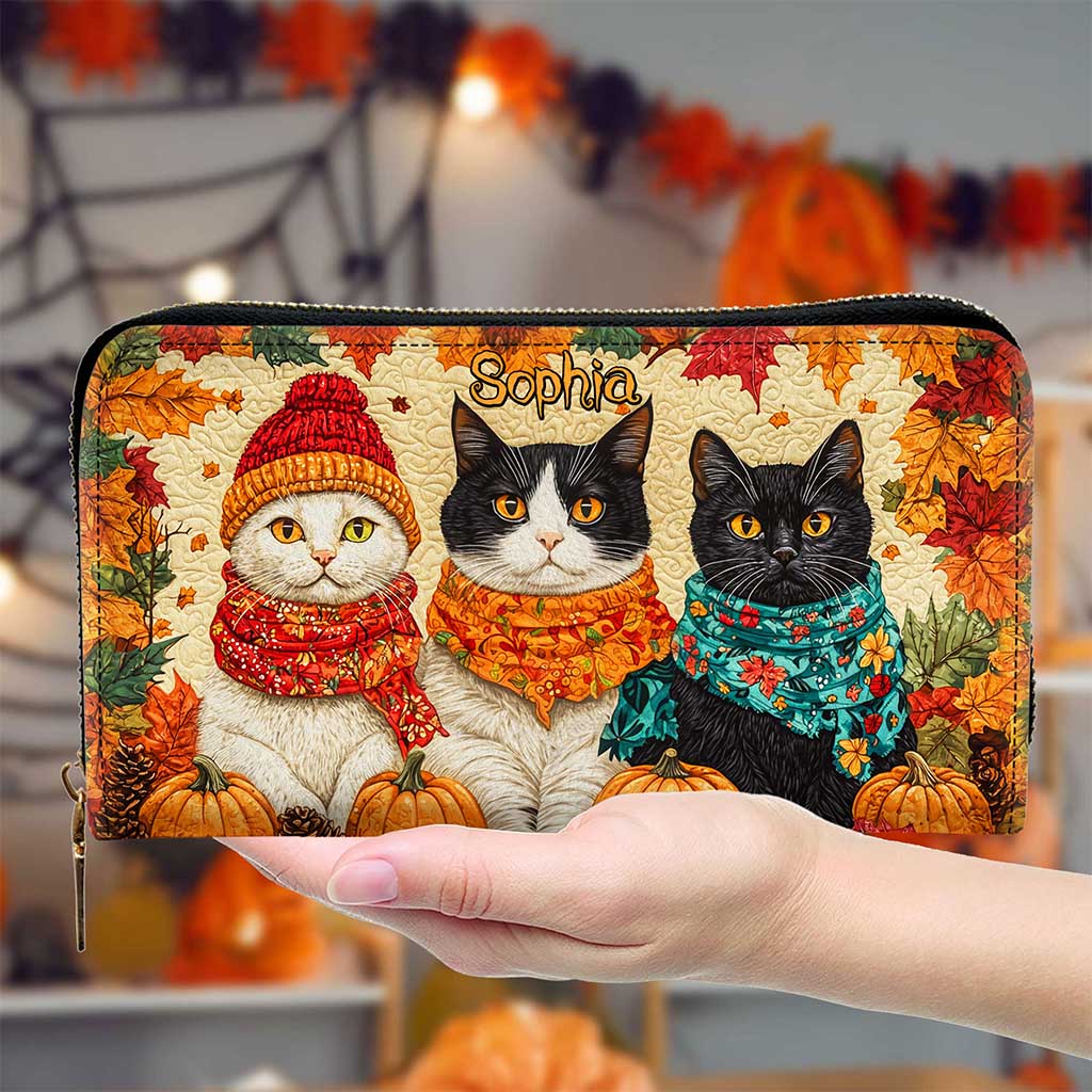 Quilt Fall Cat Leather Handbag NPND5250802