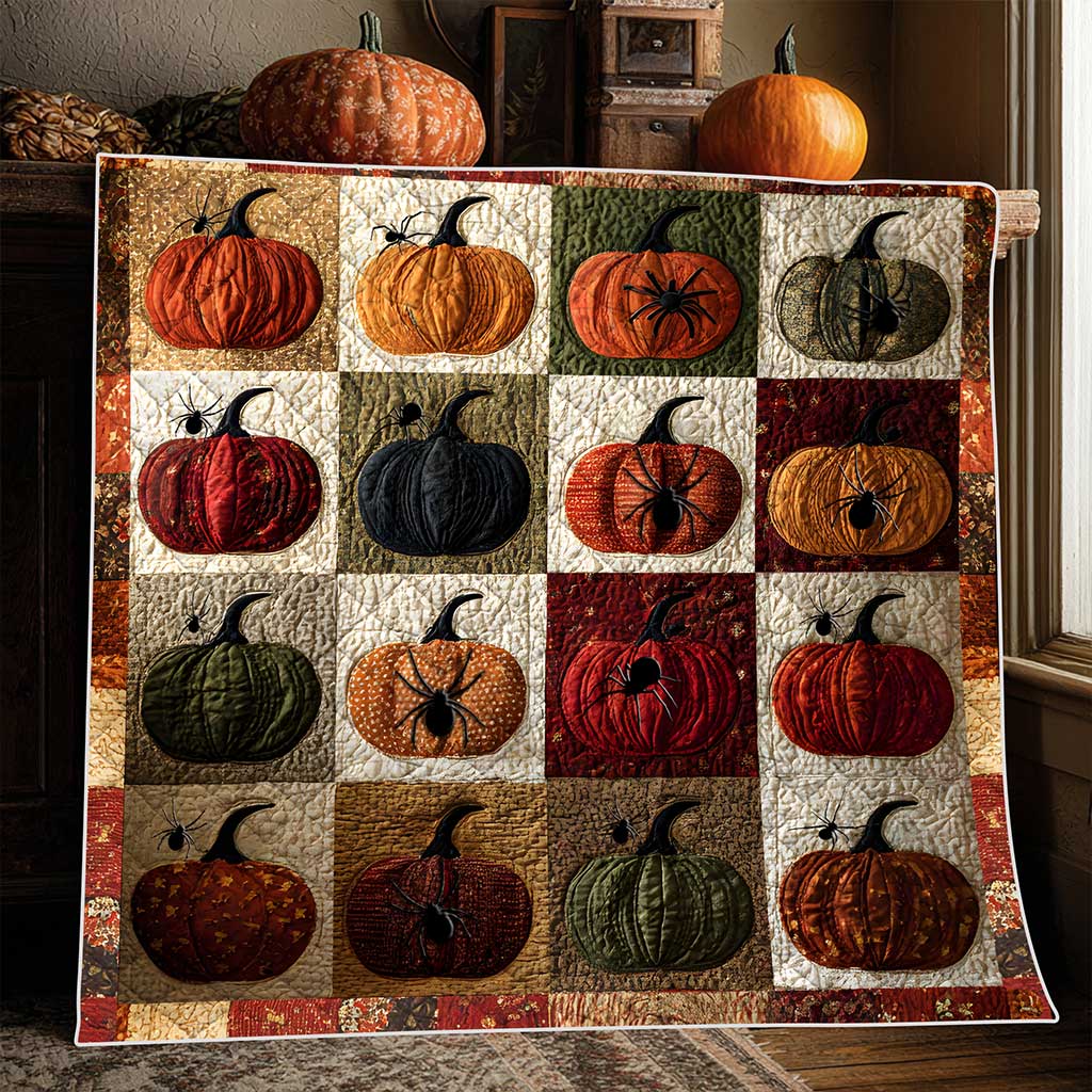 Autumn Pumpkins Quilted Blanket, Halloween Gift QFTZ5030703