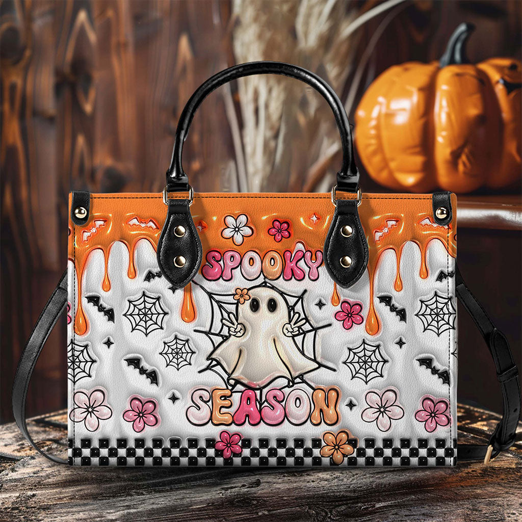 Spooky Vibe Print 3D Inflated Leather Handbag, Leather Wallet, Halloween Gift QFTO4240701