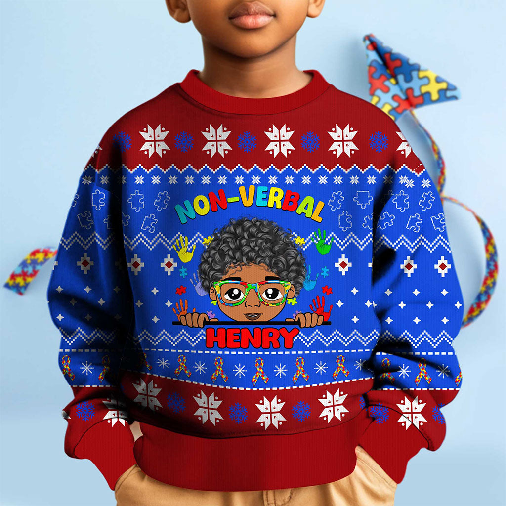 Personalized Christmas Christmas Sweater For Autism Kids, Holiday Special Needs Gift, Christmas Gift For Autistic Children, Xmas Gift For Autistic Girls, Autistic Boys QFTO4121002