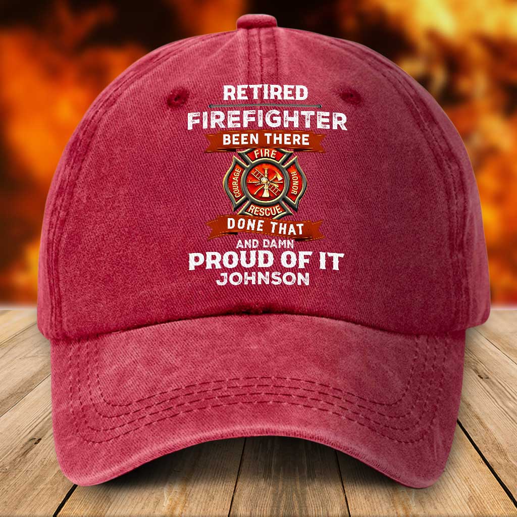 Personalized Firefighter Distressed Washed Cotton Printed Hat UKTZ5180403
