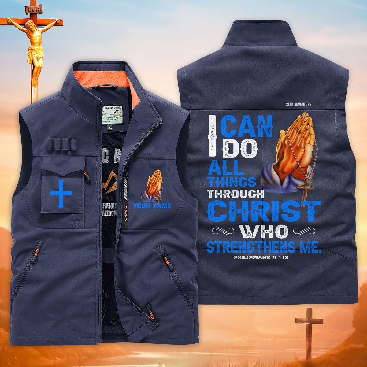 (CHECK SIZE CHART) Custom Jesus Multi-Pocket Vest UKTD6250304