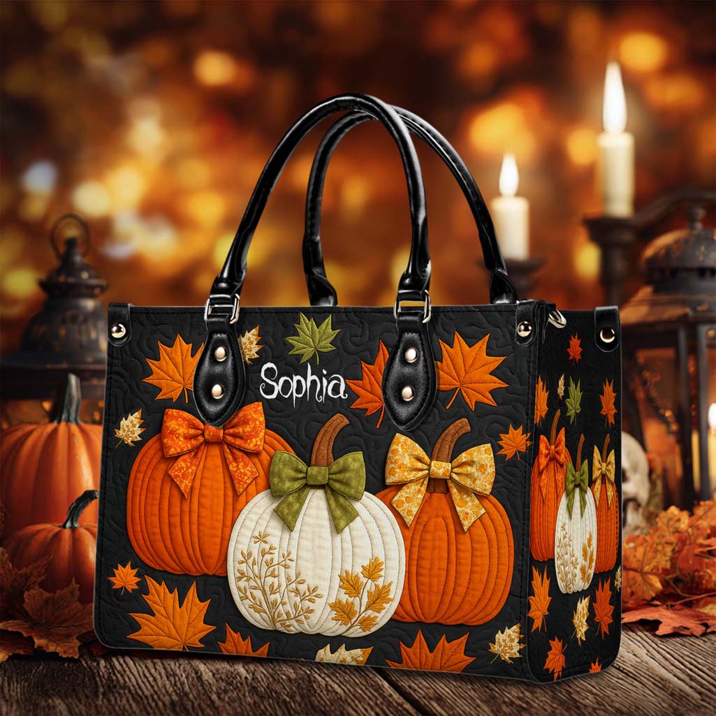 Custom Pumpkin Halloween Leather PU Handbag UKHM5290805