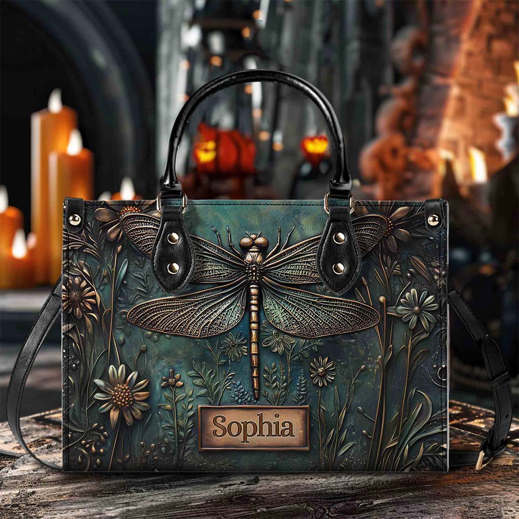 Personalized Dragonfly Art Pu Leather Handbag QFPY5080704