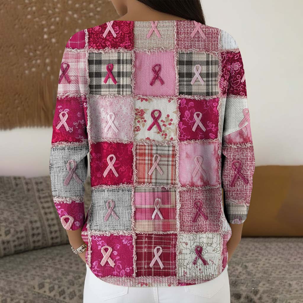 Breast Cancer Buttoned Cardigan Sweater QFTD5111001