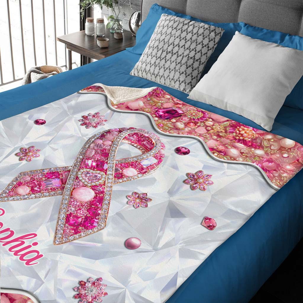 Personalized Breast Cancer Fleece Blanket QFTD5140803
