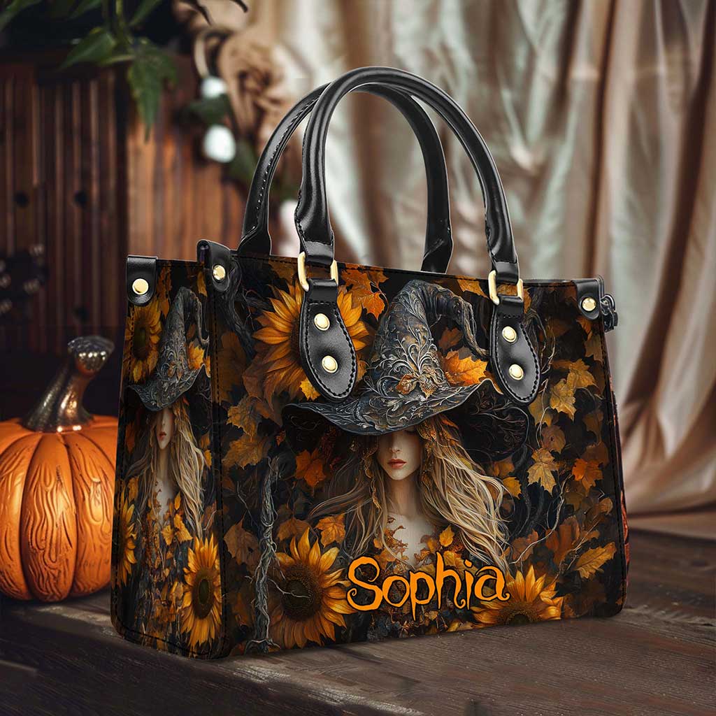 3D Salem Witch with Sunflowers Handbag Wallet Halloween NPUU4050901