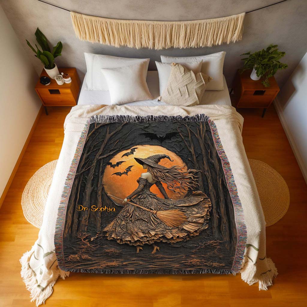 Personalized Witchy Gothic Woven Blanket QFTD5050702