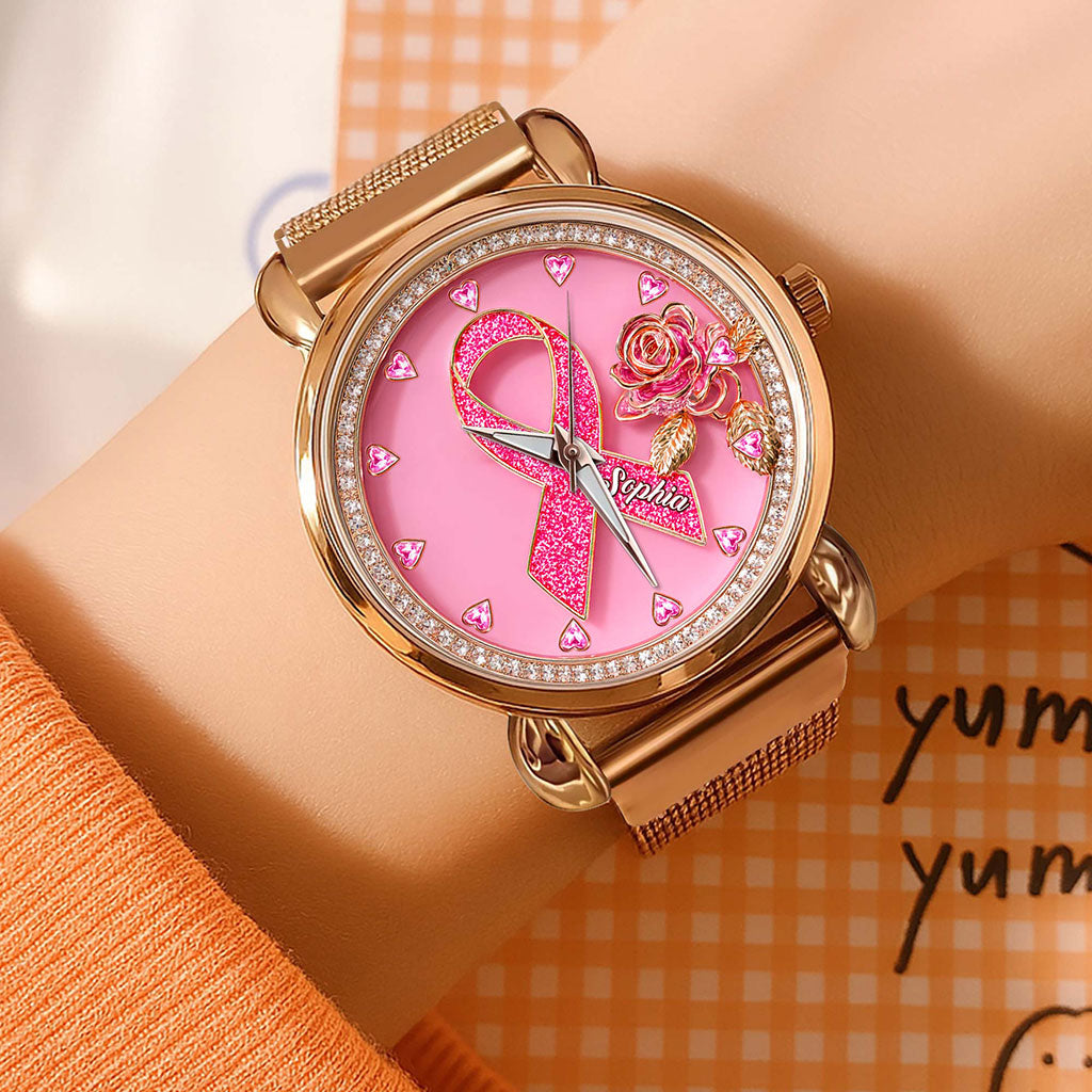 Personalized Breast Cancer Mesh Strap Quartz Watch QFHA5180901