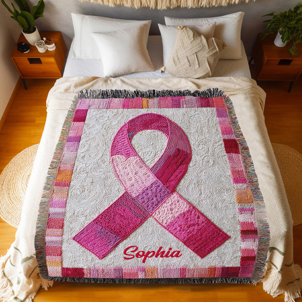 Personalized Breast Cancer Woven Tapestry Throw Blanket QFNT5210801