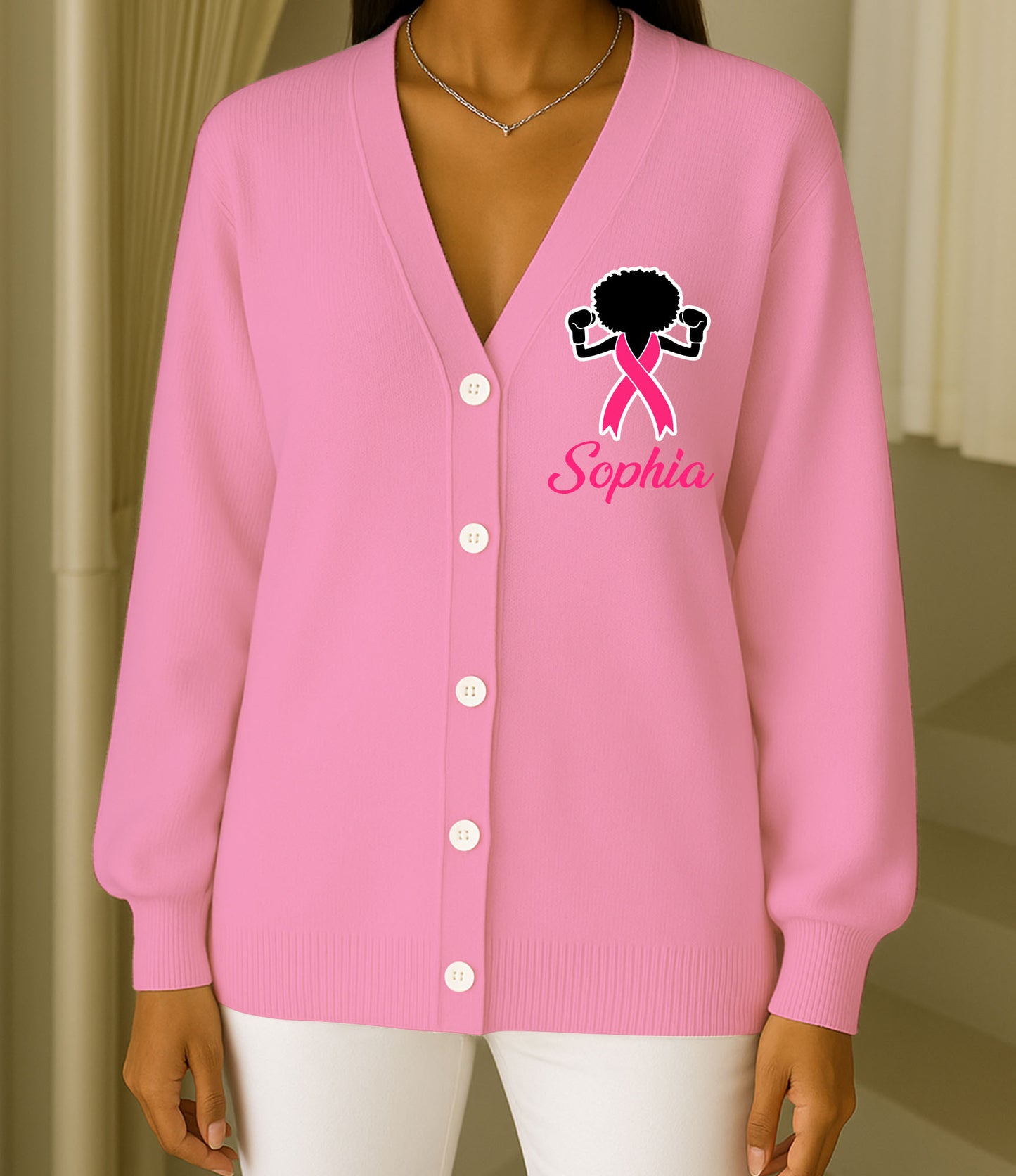 Custom Breast Cancer Knitted Cardigan UKHH5081001