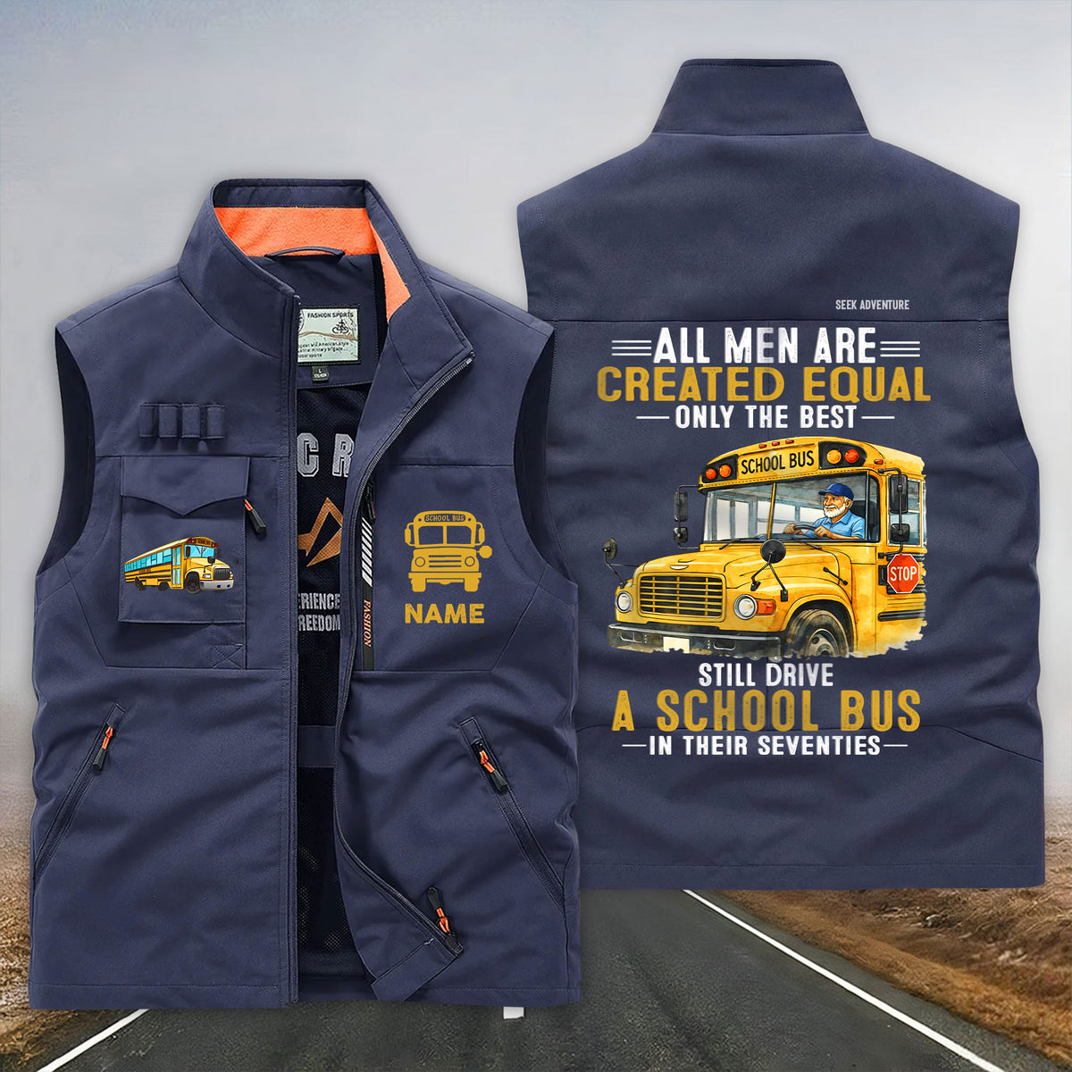 (CHECK SIZE CHART) Custom School Bus Driver Multi-Pocket Vest UKND6190303