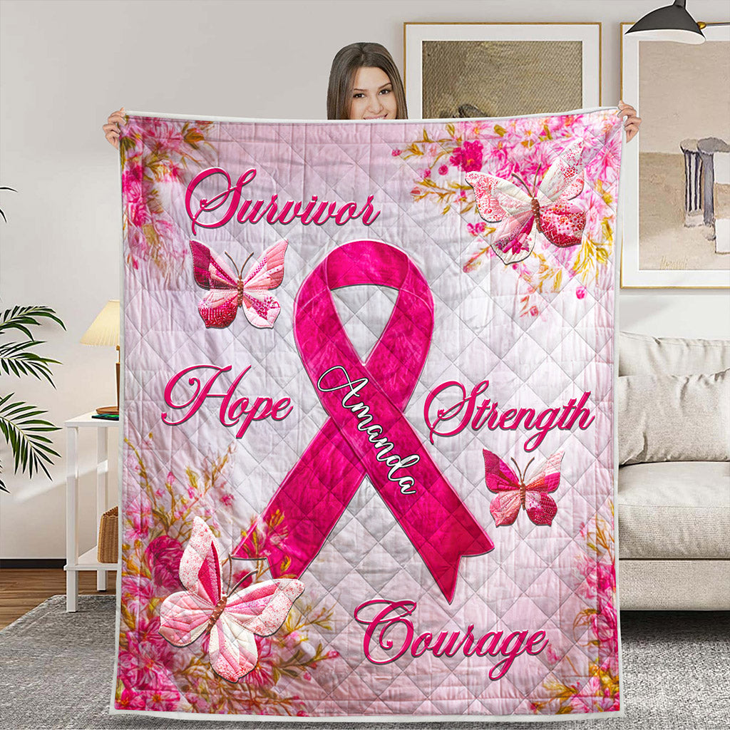 Personalized Breast Cancer Quilt Blanket QFNT5080803