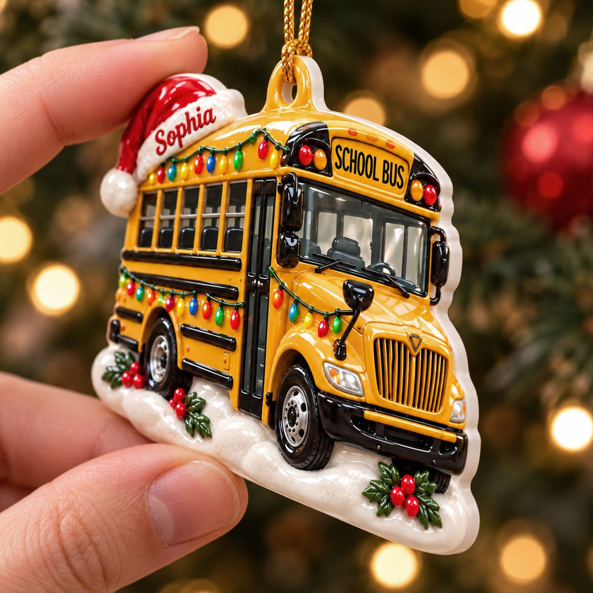 Personalized School Bus 3D Relief Acrylic Ornament, 3D Ornament Gift for School Bus Drive NPND6101007