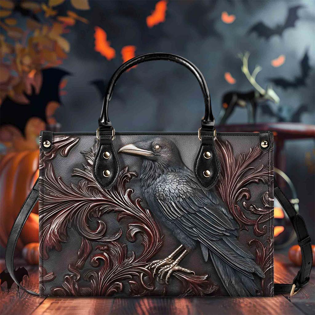 Goth Crow Pu Leather Handbag, Gothic Raven Bags QFPY5260803