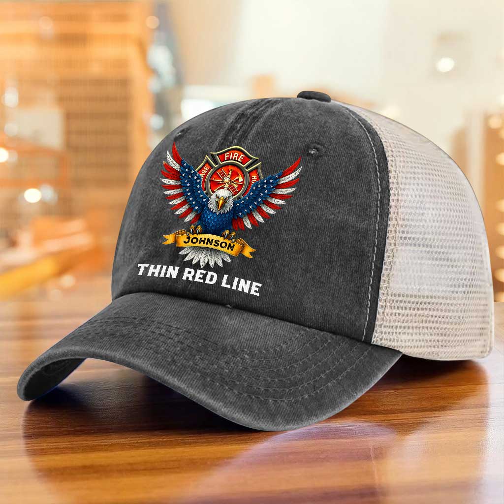 Personalized Retired Firefighter Demin Hat With Mesh QFTZ5130606