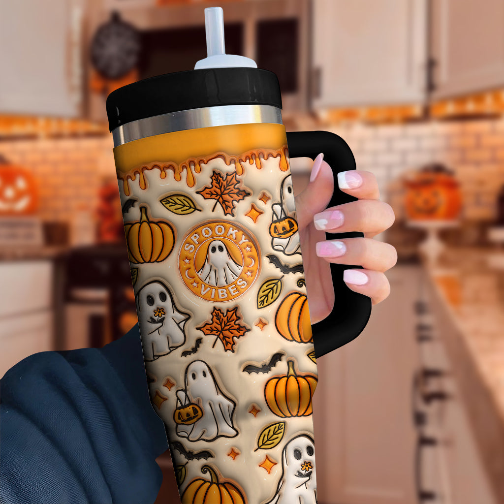 Spooky Vibe Print 3D Inflated 40 Oz Tumbler, Halloween Gift QFTO4300703