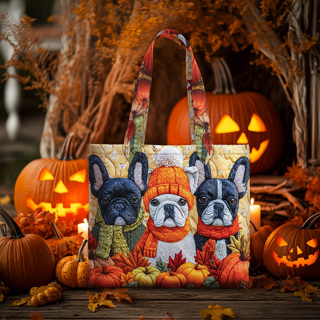 Personalized Fall Pumpkin Halloween Dog Quilted Tote Bag QFNT5250802