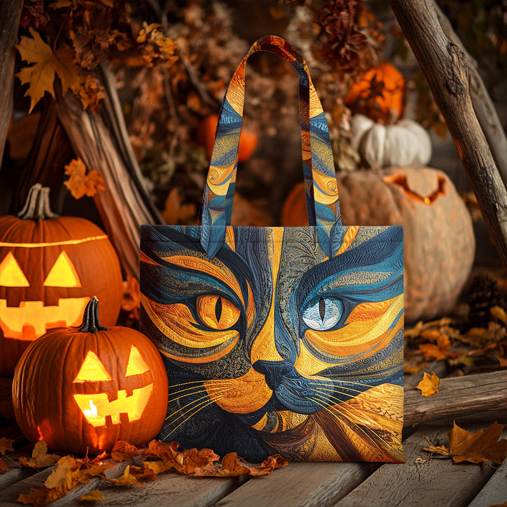 Personalized Black Cat Halloween Quilted Tote Bag QFNT5220803
