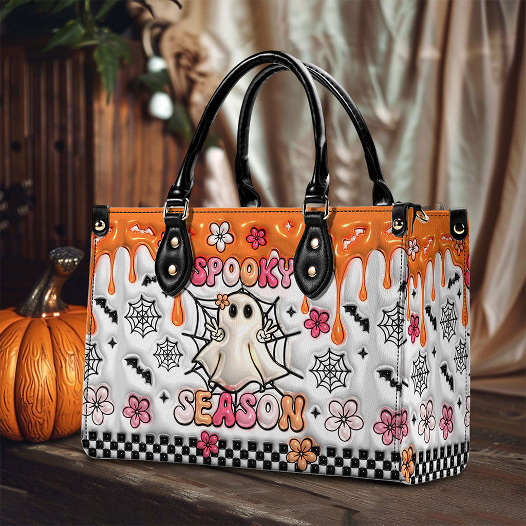 Spooky Vibe Print 3D Inflated Leather Handbag, Leather Wallet, Halloween Gift QFTO4240701