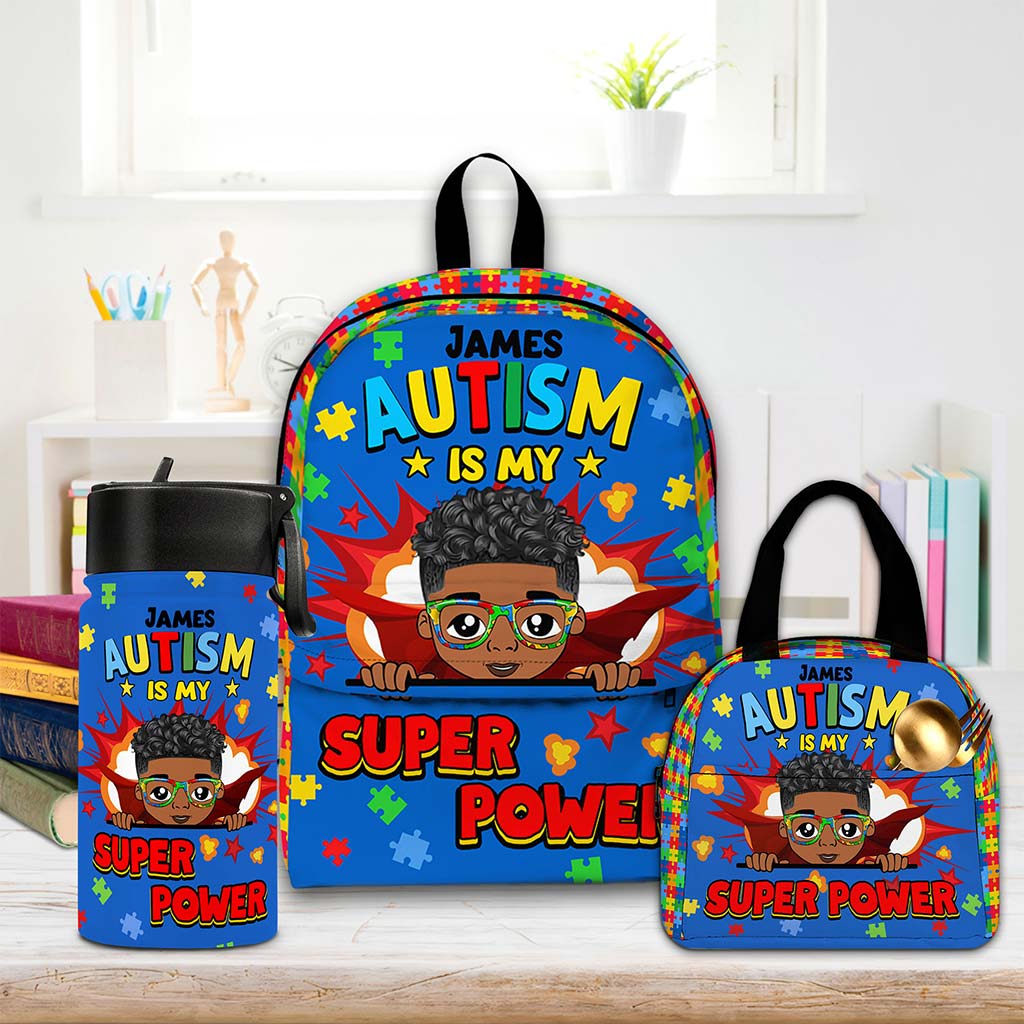 Personalized Back to School Autism Backpack + Lunchbag + Bottle NPND4300803-DX
