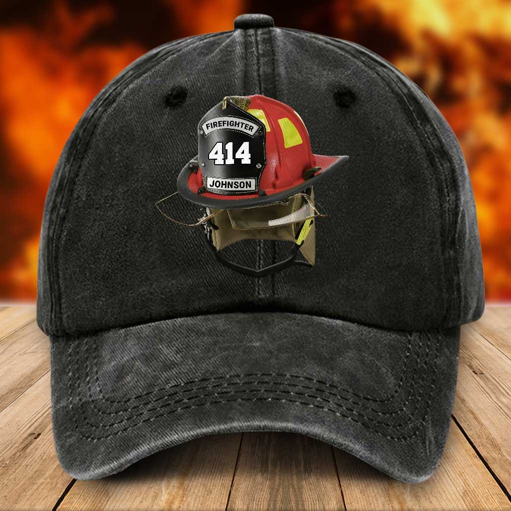 Personalized Firefighter Distressed Washed Cotton Printed Hat UKTZ5170403