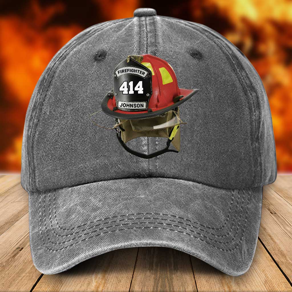 Personalized Firefighter Distressed Washed Cotton Printed Hat UKTZ5170403