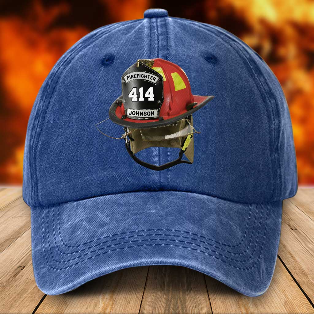 Personalized Firefighter Distressed Washed Cotton Printed Hat UKTZ5170403