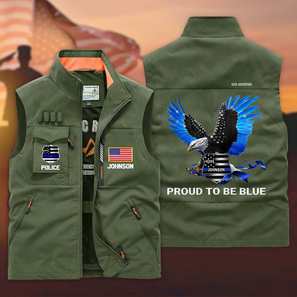 (CHECK SIZE CHART) Personalized Police Multi-Pocket Vest UKTD6310103