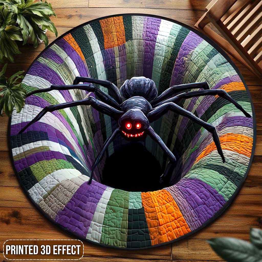 Black Spider Halloween 3D Printed Rug, Spooky Season Home Decor UKTD5170901