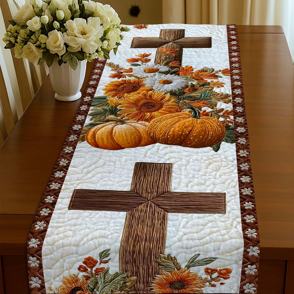 Cross Pumpkin Halloween Quilted Table Runner UKTD5031001