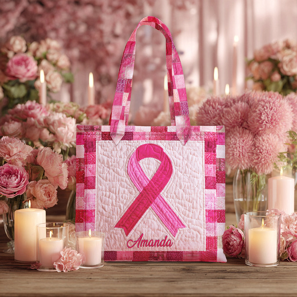Personalized Breast Cancer Quilted Tote Bag QFNT5220801