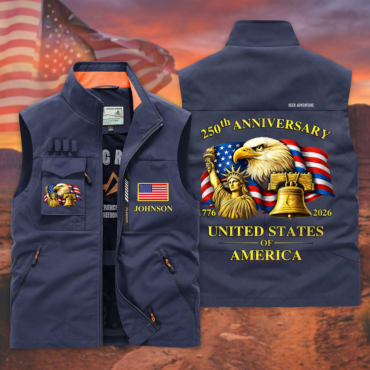 (CHECK SIZE CHART) Personalized United State Pocket Vest UKND6200401