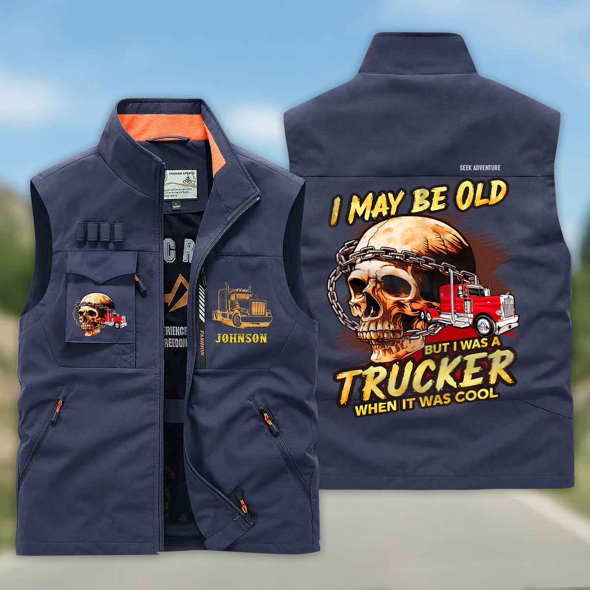 (CHECK SIZE CHART) Personalized Trucker Multi-Pocket Vest UKHH6170303
