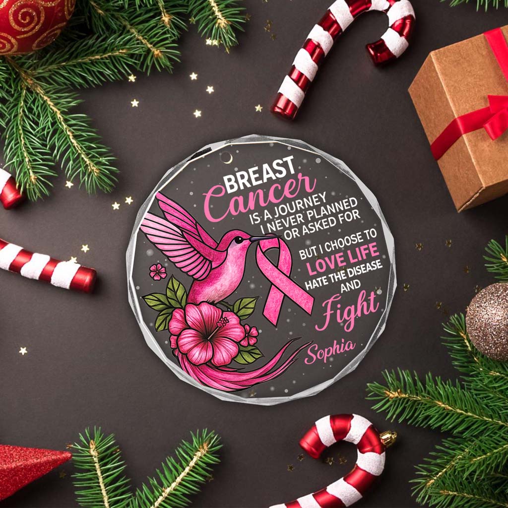 Personalized Breast Cancer Glass Ornament UKHM5230603