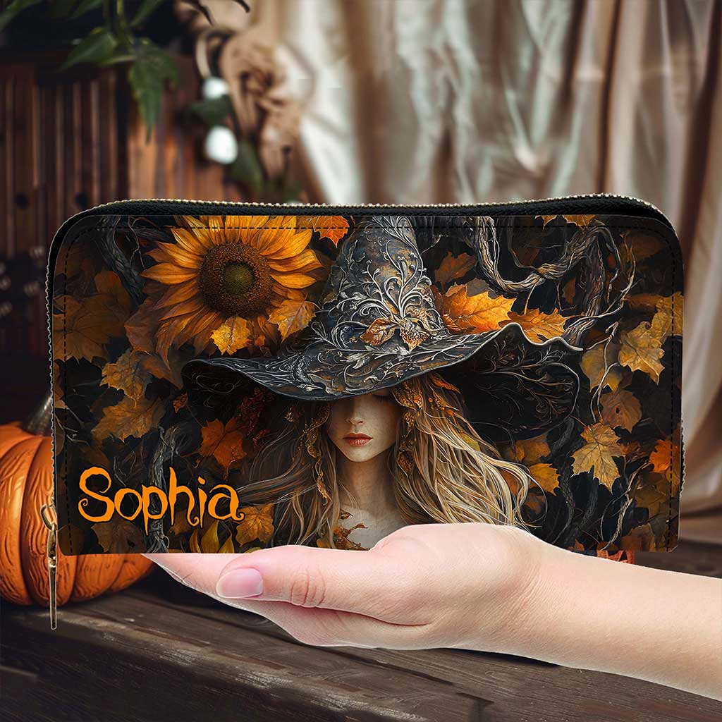 3D Salem Witch with Sunflowers Handbag Wallet Halloween NPUU4050901