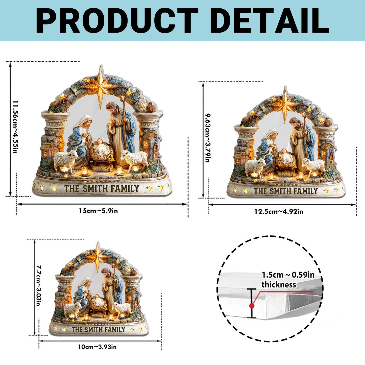 2D FLAT Personalized Nativity Scene Christmas Acrylic Block QFHH5300901