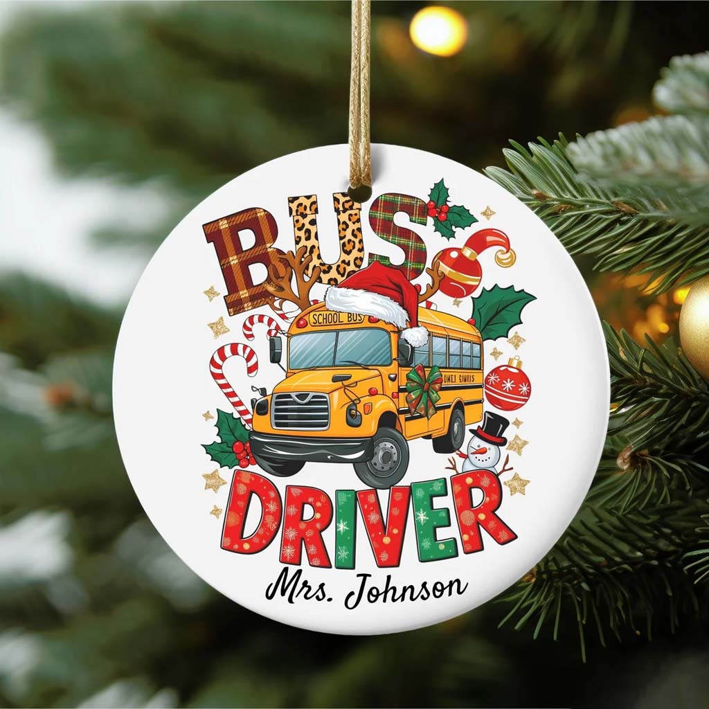 Personalized School Bus Driver Ceramic Ornament UKHM6080904