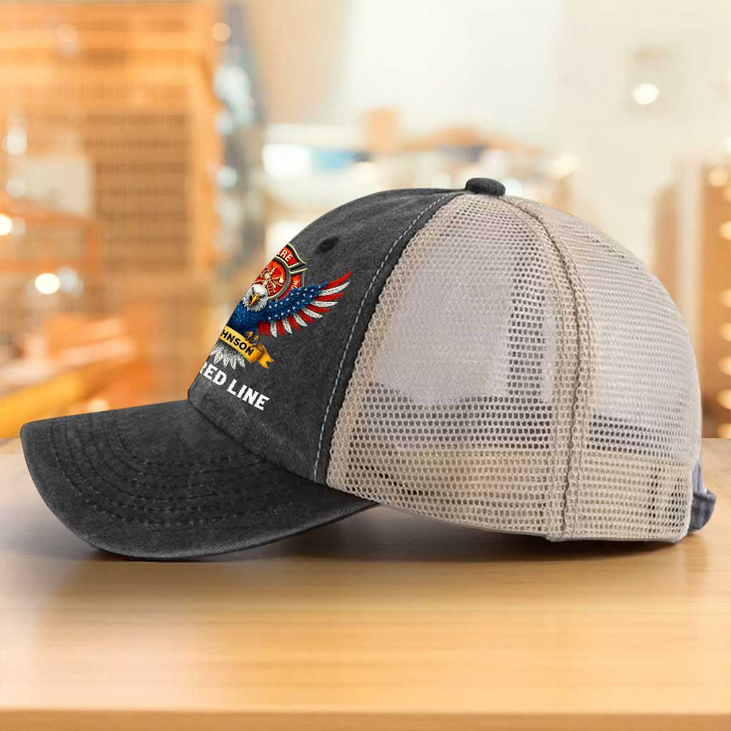 Personalized Retired Firefighter Demin Hat With Mesh QFTZ5130606